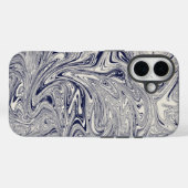 Elegant Blue en White Marble Swirl Case-Mate iPhone Case (Achterkant (horizontaal))