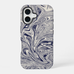 Elegant Blue en White Marble Swirl iPhone 16 Hoesje