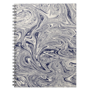 Elegant Blue en White Marble Swirl Notitieboek
