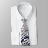 Elegant Blue en White Marble Swirl Stropdas (Gebonden)