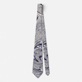 Elegant Blue en White Marble Swirl Stropdas