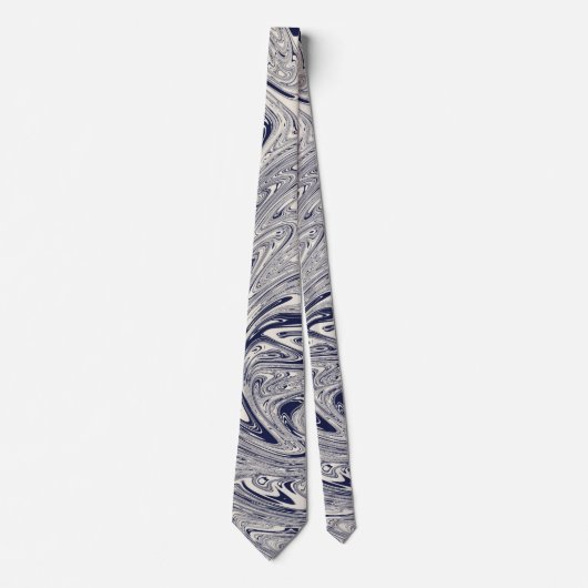 Elegant Blue en White Marble Swirl Stropdas (Voorkant)