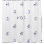 Elegant Blue en White Monogram Antiek Dog Print Douchegordijn (Voorkant)