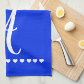 Elegant Blue en White Monogram Initiaal Theedoek (Quarter Fold)