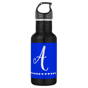 Elegant Blue en White Monogram Initiaal Waterfles