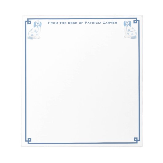 Elegant Blue en White Pottery Dogs Desk Notitieblok (Voorkant)