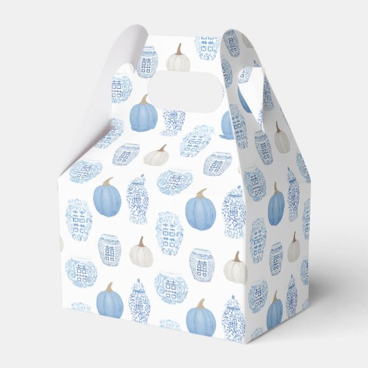 Elegant Blue en White Pumpkins Weduwen Shower Bedankdoosjes (Achterkant)