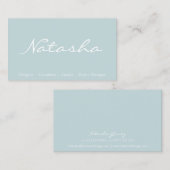 Elegant Blue en White Script Font Visitekaartje (Voorkant / Achterkant)