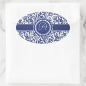 Elegant Blue en White William Morris Floral Ovale Sticker (Tas)