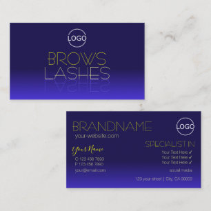 Elegant Blue en Yellow Mirror Letters met Logo Visitekaartje