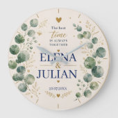 Elegant Blue Eucalyptus Wedding Grote Klok (Voorkant)