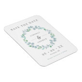 Elegant Blue Eucalyptus Wreater Save the Date Magneet (Rechterzijde)