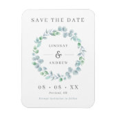 Elegant Blue Eucalyptus Wreater Save the Date Magneet (Verticaal)