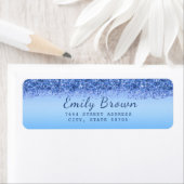 Elegant Blue Faux Glitter Return Address Label (Insitu)