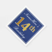 Elegant Blue, Faux Gold 14th Birthday; Aangepaste Servetten (Hoek)