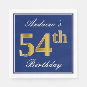 Elegant Blue, Faux Gold 54th Birthday; Aangepaste Servet