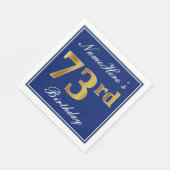 Elegant Blue, Faux Gold 73rd Birthday; aangepaste  Servetten (Hoek)