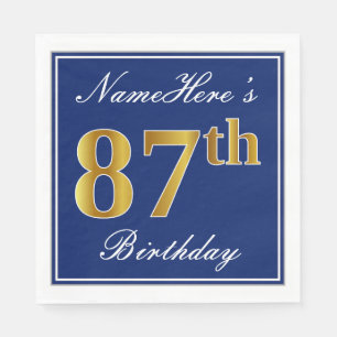 Elegant Blue, Faux Gold 87th Birthday; Aangepaste Servetten