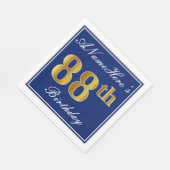 Elegant Blue, Faux Gold 88th Birthday; Aangepaste  Servetten (Hoek)