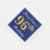 Elegant Blue, Faux Gold 96th Birthday; Aangepaste Servetten (Hoek)
