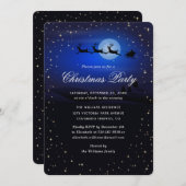 Elegant Blue Festive Christmas Party Kaart (Voorkant / Achterkant)