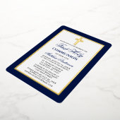 Elegant Blue First Heilige Communist Cross Gold Li Folie Uitnodiging (Gedraaid)