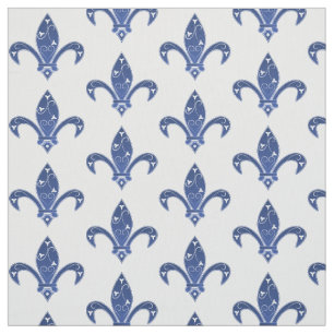 Elegant Blue Fleur de Lis Stof