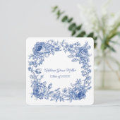 Elegant Blue Floral Afstuderen Fotoaankondiging Aankondiging (Staand voorkant)