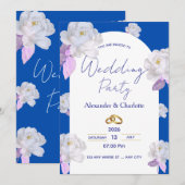 Elegant Blue Floral Arch Wedding Invitation (Devant / Derrière)