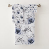 Elegant Blue Floral Bad Handdoek (Insitu)