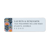 Elegant Blue Floral Borders Etiket (Voorkant)