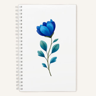 Elegant Blue Floral Botanical Spiral Notebook Notitieboek