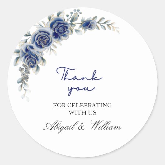 Elegant Blue Floral & Botanical Wedding Stickers  (Devant)