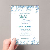 Elegant Blue Floral Bridal Shower Acryl Uitnodigingen (Insitu (Draagbaar))