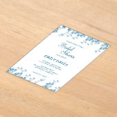 Elegant Blue Floral Bridal Shower Acryl Uitnodigingen (Laagn)
