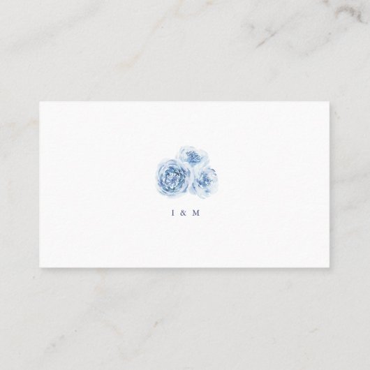 Elegant blue floral bruiloft Website Plaatskaartje (Achterkant)