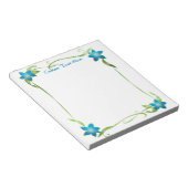Elegant Blue Floral Corners Green Vines Notitieblok (Schuin)