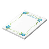 Elegant Blue Floral Corners Green Vines Notitieblok (Gedraaid)