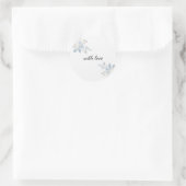 Elegant Blue Floral Custom Round Sticker | Envelop (Tas)