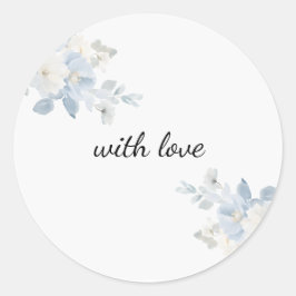 Elegant Blue Floral Custom Round Sticker | Envelop