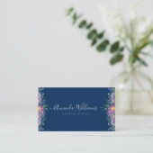 Elegant Blue Floral Design Visitekaartje (Staand voorkant)