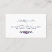 Elegant Blue Floral Design Visitekaartje (Achterkant)