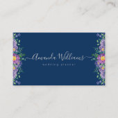 Elegant Blue Floral Design Visitekaartje (Voorkant)