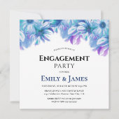 Elegant Blue Floral Engagement Party Kaart (Voorkant)