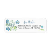 Elegant Blue Floral Etiket (Voorkant)