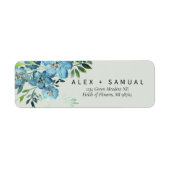 Elegant Blue Floral Etiket (Voorkant)