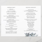 Elegant Blue Floral, Folded Wedding Programme (Achterkant)