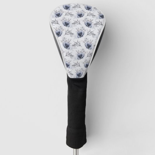 Elegant Blue Floral Golfheadcover (Voorkant)