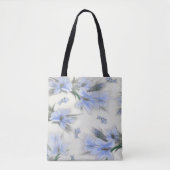 Elegant Blue Floral helemaal boven de Canvas tas (Voorkant)