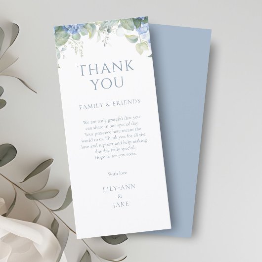 Elegant Blue Floral Hydrangea Wedding Thank You